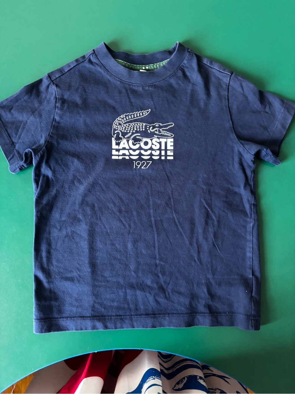 Lacoste Navy Blue Crocodile Logo Kids Short Sleeve Tee